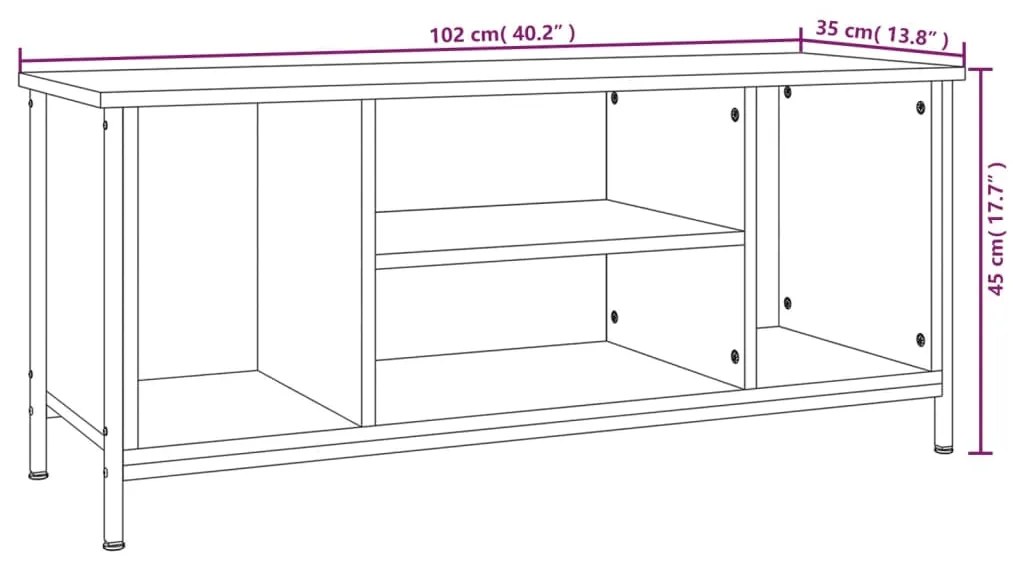 Móvel de TV 102x35x45 cm derivados de madeira cinzento sonoma