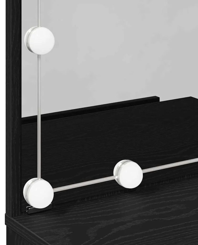 Mesa de Maquilhagem LED vidaXL em Carvalho Preto, 60x40x140 cm, Feita