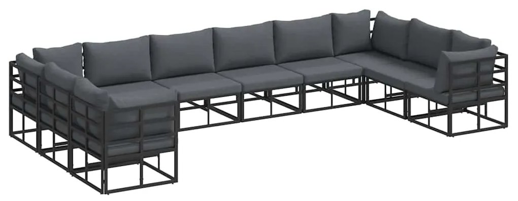 Conjunto de Sofá de Jardim 10 pcs Preto 423 x 213 x 71 cm