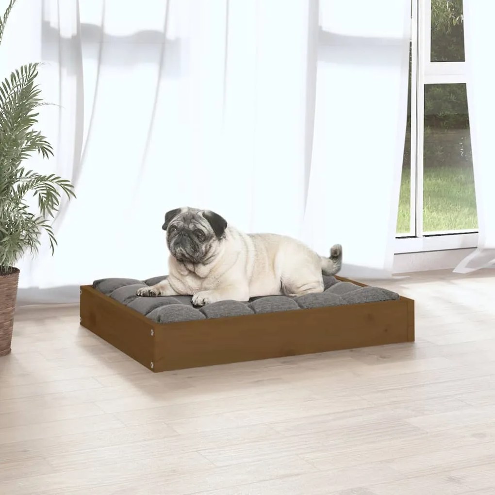 Cama para cães 61,5x49x9 cm pinho maciço castanho mel