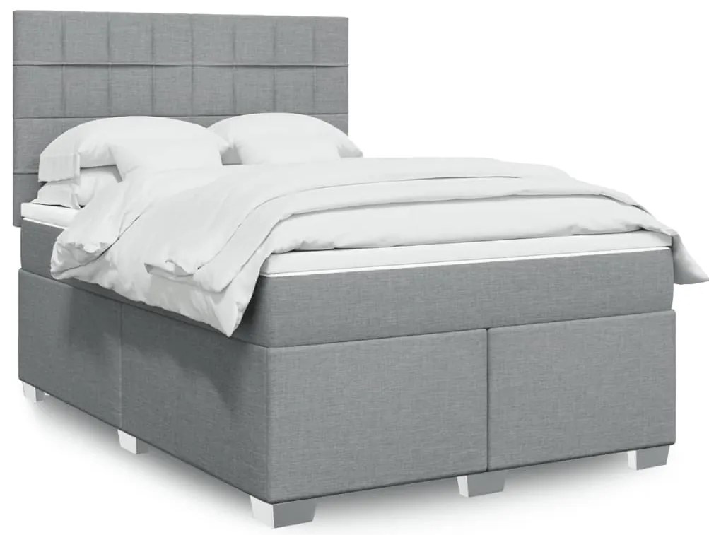 vidaXL Cama com molas/colchão 140x190 cm tecido cinzento-claro