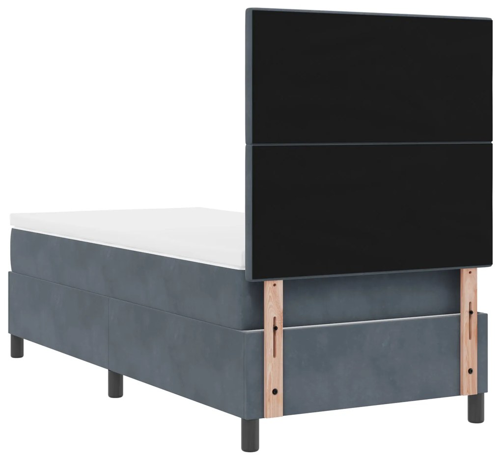 Cama Box Spring vidaXL com Colchão Cinza Escuro 90x200 cm Veludo