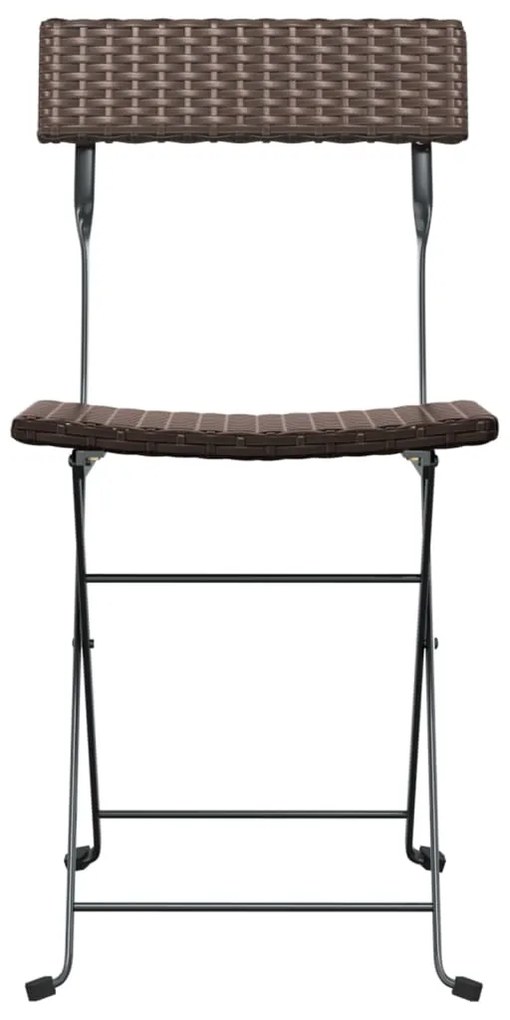 Cadeiras de bistrô dobráveis 2 pcs vime PE e aço castanho