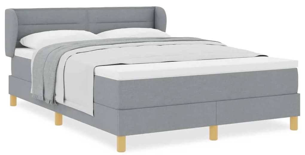 Cama Box Spring com Colchão vidaXL Cinza Claro 140x200 cm Tecido