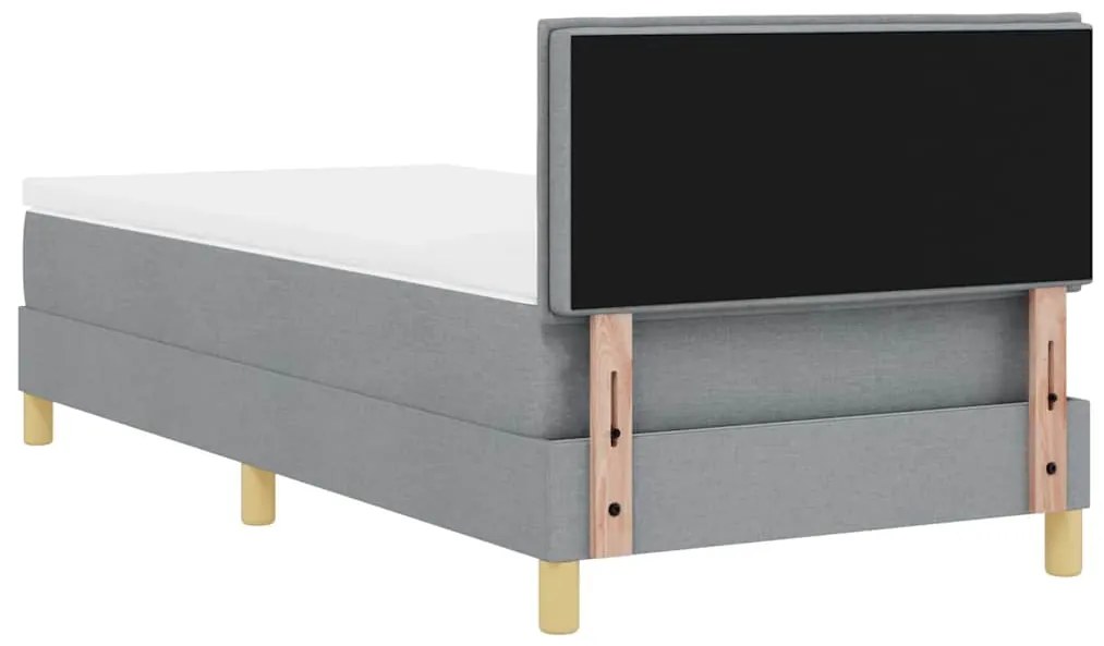 Cama Box com Colchão e LED Cinza Claro 100x200 cm Tecido