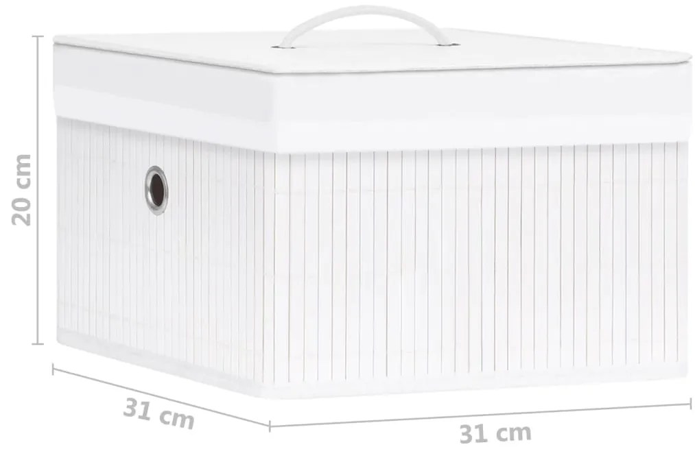 Caixas de arrumação 4 pcs bambu branco