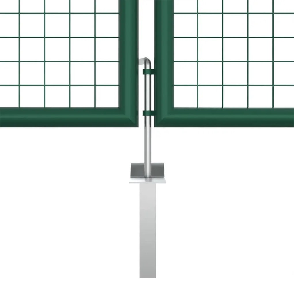 Portão de jardim em rede 390x125 cm aço verde
