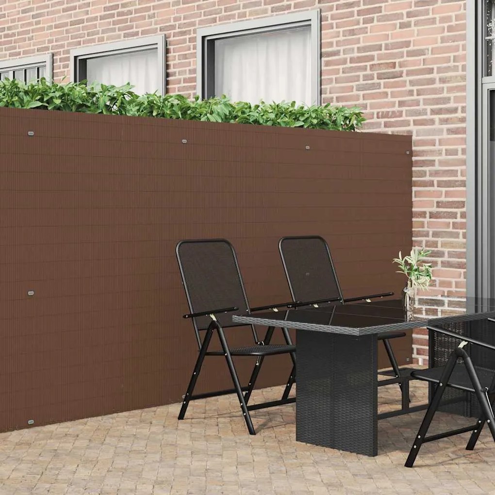 vidaXL Cerca de jardim dupla face castanho 1,8x5 m PVC
