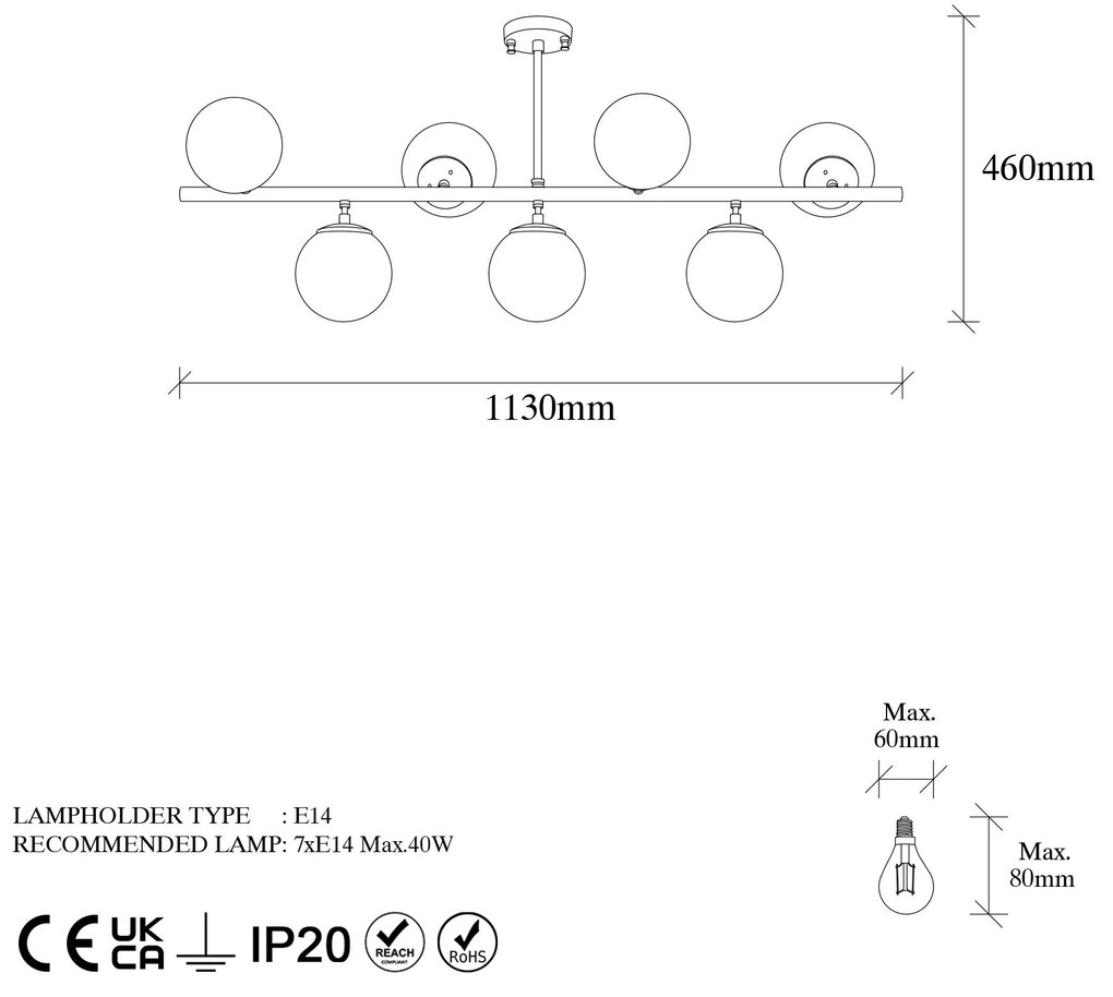 Candeeiro Chandelier Fazli – Preto – 113 x 40 x 46 cm