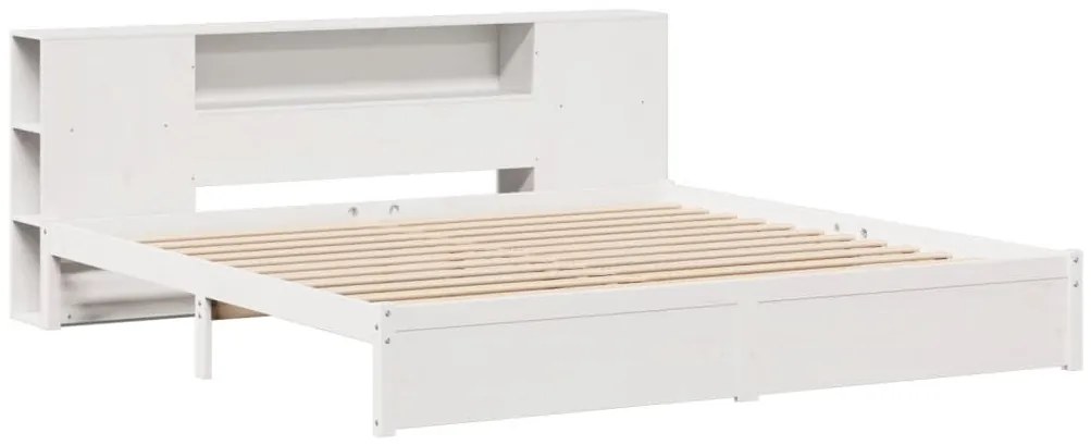 Cama com estante sem colchão 180x200 cm pinho maciço branco