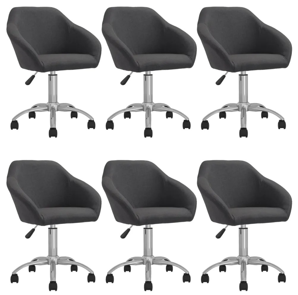 vidaXL Cadeiras de jantar giratórias 6 pcs tecido cinzento-escuro