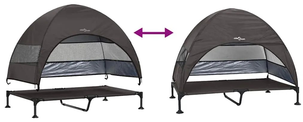 Cama Elevada para Cães com Toldo Removível Marrom XL Aço