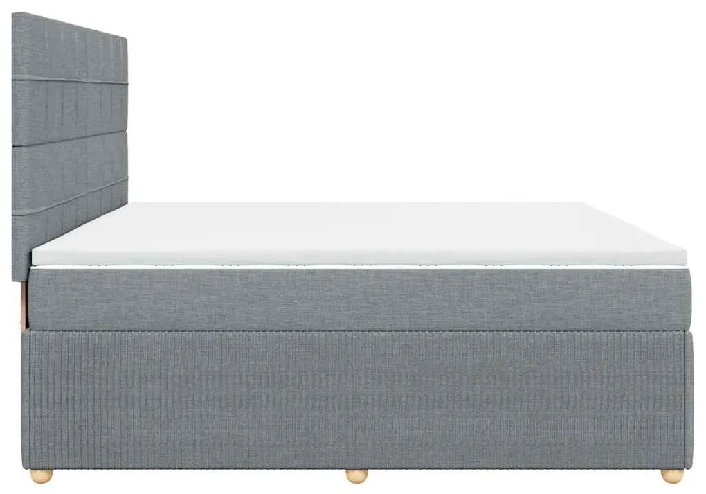 Cama com molas/colchão 200x200 cm tecido cinza-claro