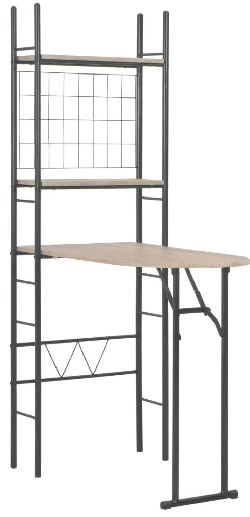 3 pcs conjunto jantar dobrável c/ prateleira MDF e aço
