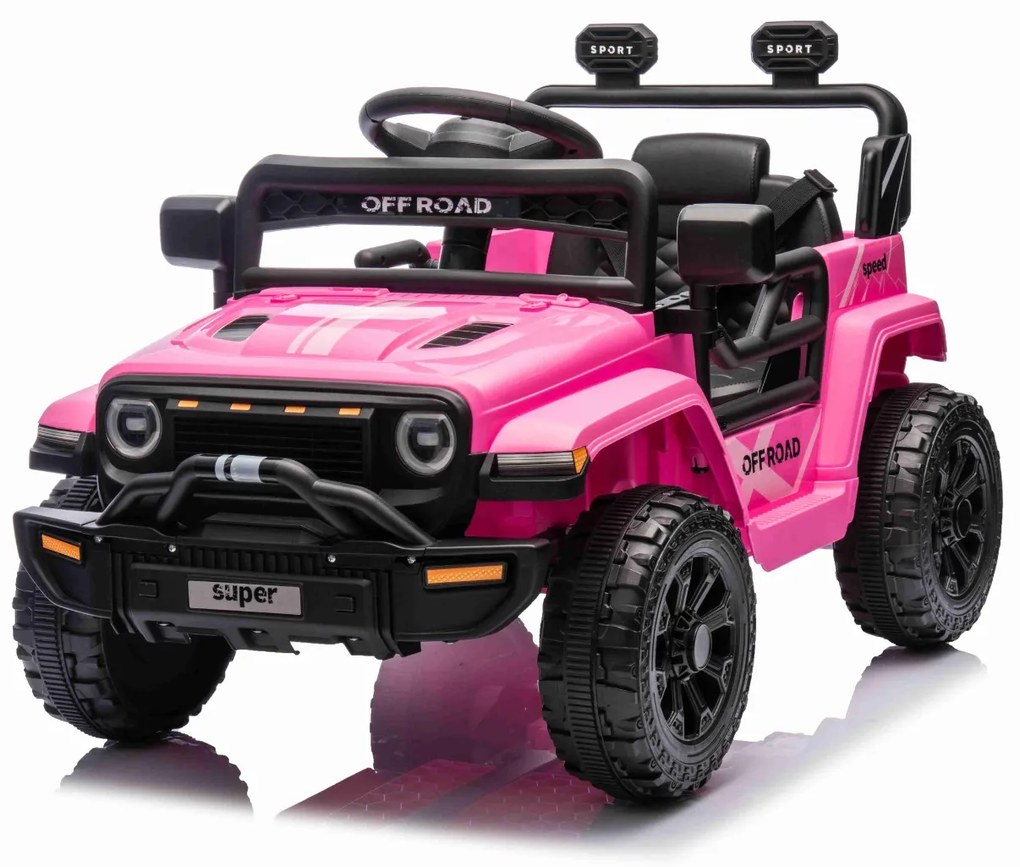 Jipe elétrico para crianças OFFROAD NEW, bateria de lítio, chassis alto, banco largo, suspensão nas rodas traseiras, controlo remoto de 2,4 GHz, leito