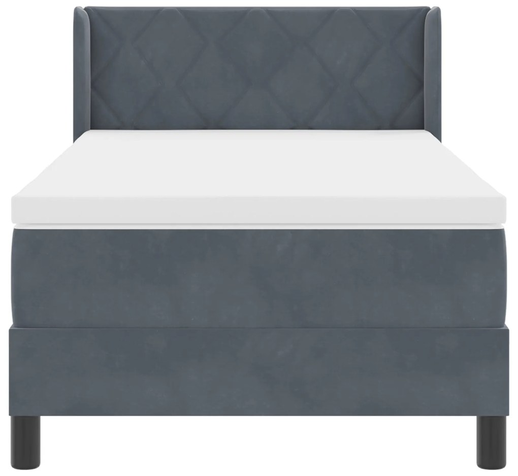 Cama Box Spring com Colchão VidaXL Cinza Escuro 90x200 cm Veludo