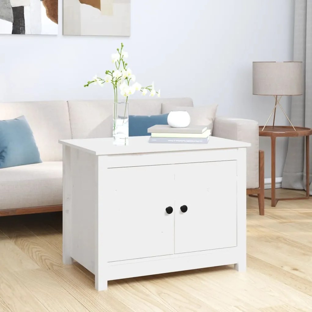Mesa de centro 71x49x55 cm pinho maciço branco