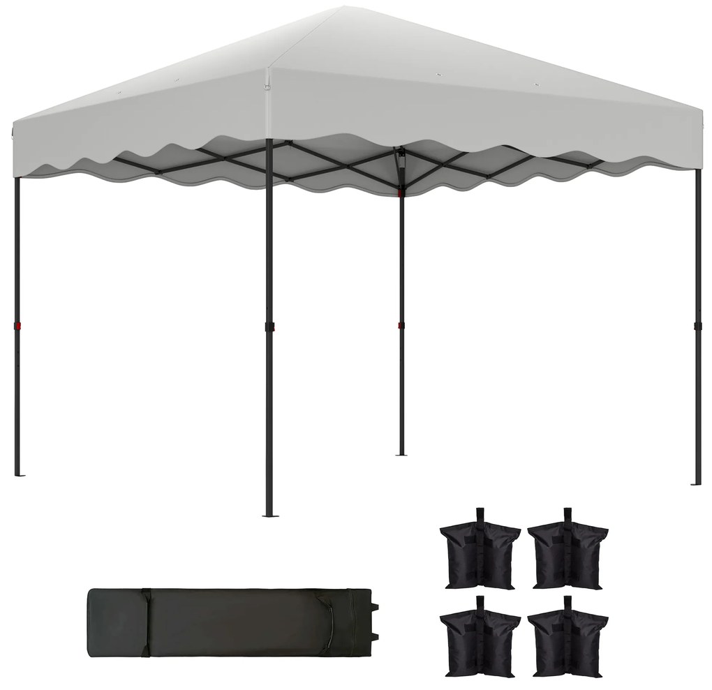 Tenda Dobrável Pop UP Tenda 3x3 m Tenda para Eventos com 4 x Sacos de areia e com Proteção UV50+ Altura Ajustável e Bolsa de Transporte Branco