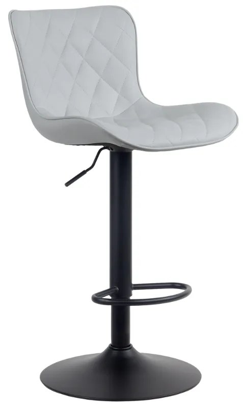 Banco de bar Emma em couro sintético e com estrutura preta 48 x 83-107 x 54 cm Cinzento