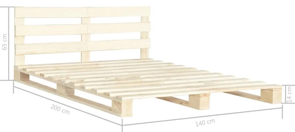 Estrutura de cama em paletes pinho maciço 140x200 cm