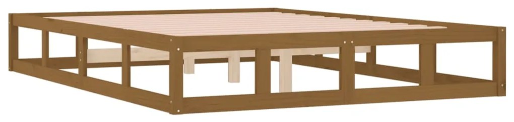 Estrutura cama pequena de casal 120x190 cm madeira castanho-mel