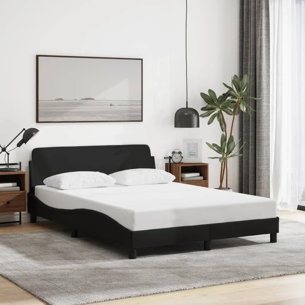 Estrutura de cama sem colchão 140x200 cm tecido preto
