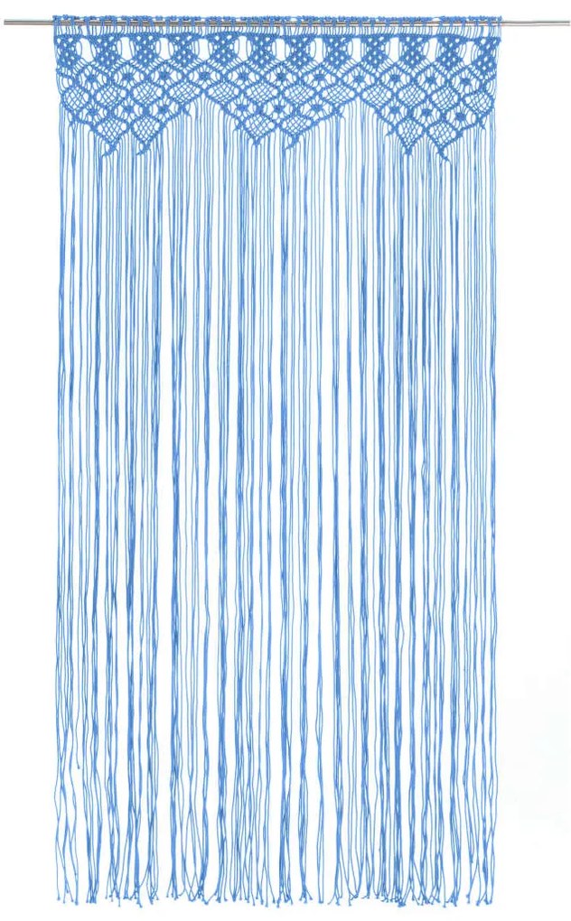 Cortina em macramé 140x240 cm algodão azul