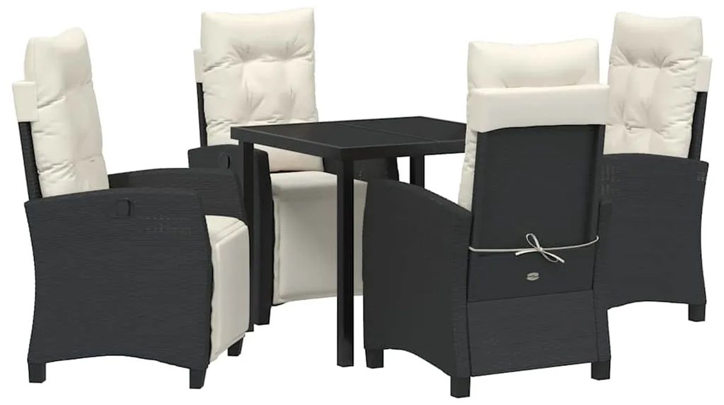 Conjunto de Jantar para Jardim 5 Peças Preto em Rattan Sintético
