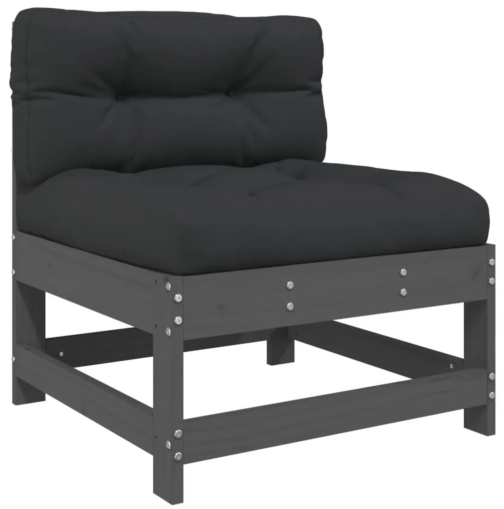 5pcs conjunto lounge jardim com almofadões madeira maciça cinza