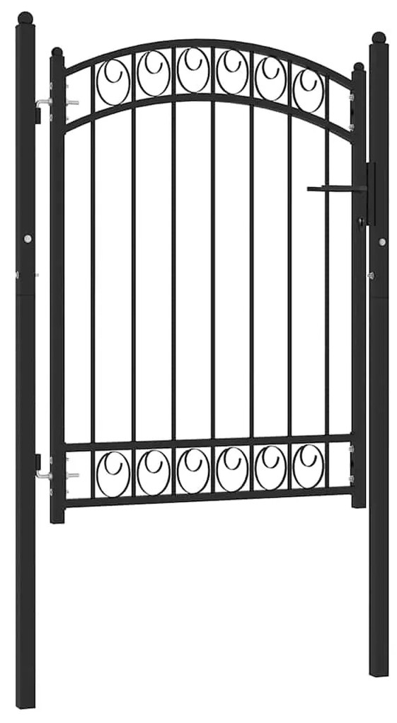 vidaXL Portão para cerca com topo arqueado 100x125 cm aço preto