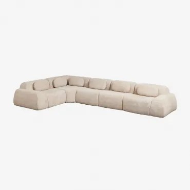 Sofá Modular De Canto Em Chenille De 5 Peças Embalado A Vácuo Mérida Chenille Grossa Bege Tapioca - Sklum