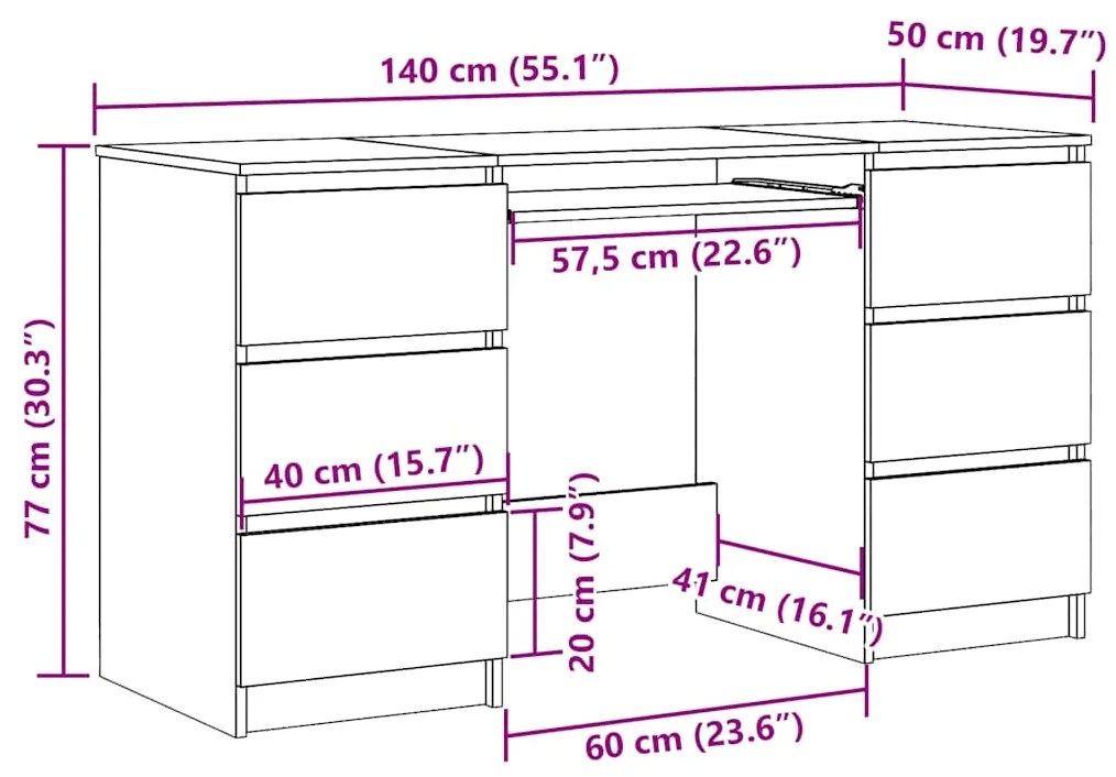 Secretária 140x50x77 cm contraplacado preto