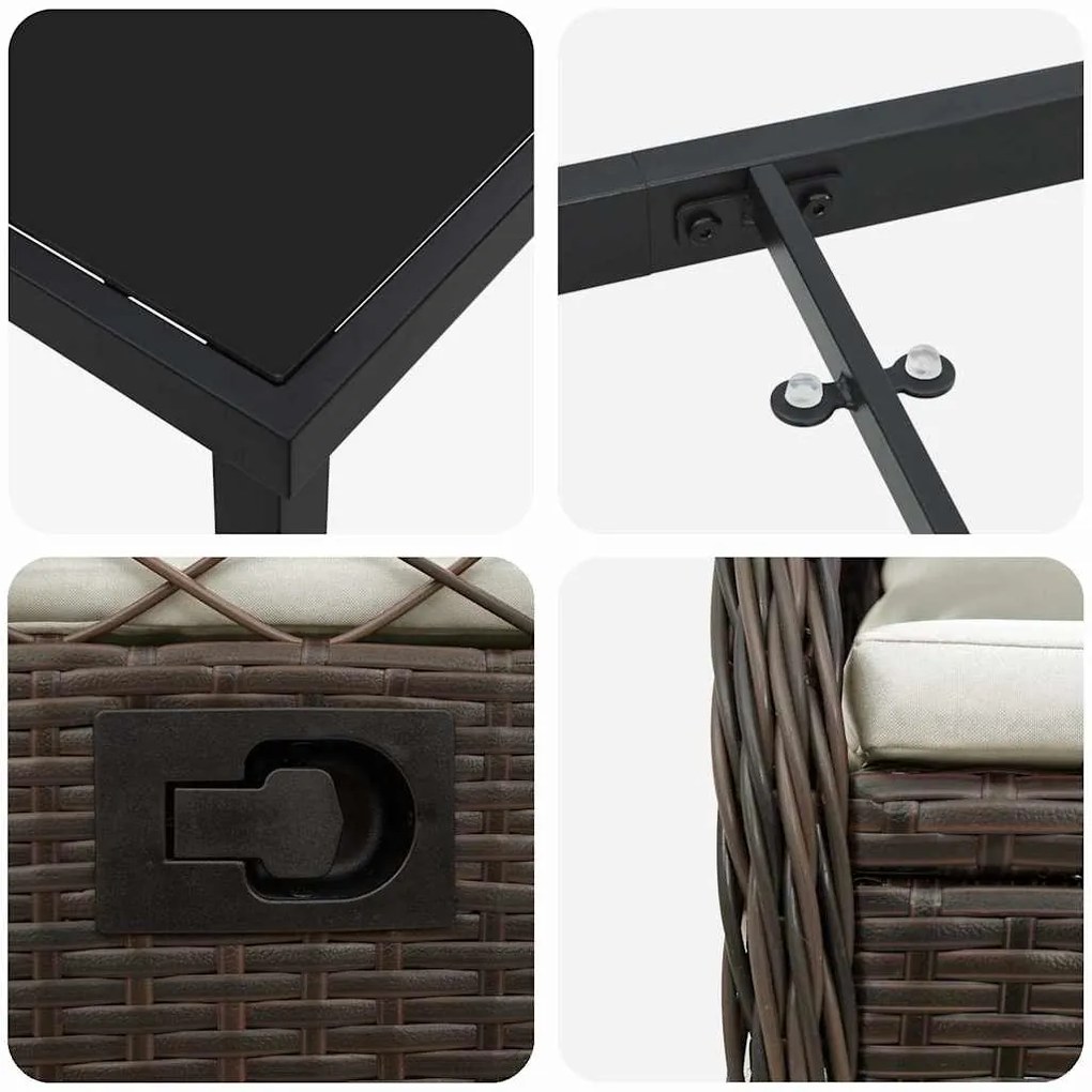 Conjunto de Jantar de Jardim 5 Peças em Rattan Sintético Castanho