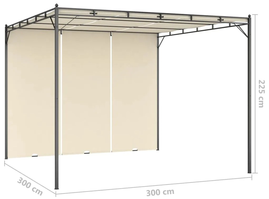 Gazebo de jardim com cortina lateral 3x3x2,25m cor creme