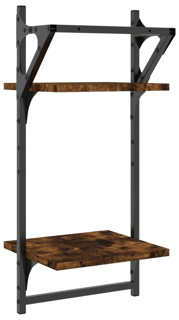 Estante 2 prateleiras c/ barras 2pcs 30x25x65cm carvalho sonoma