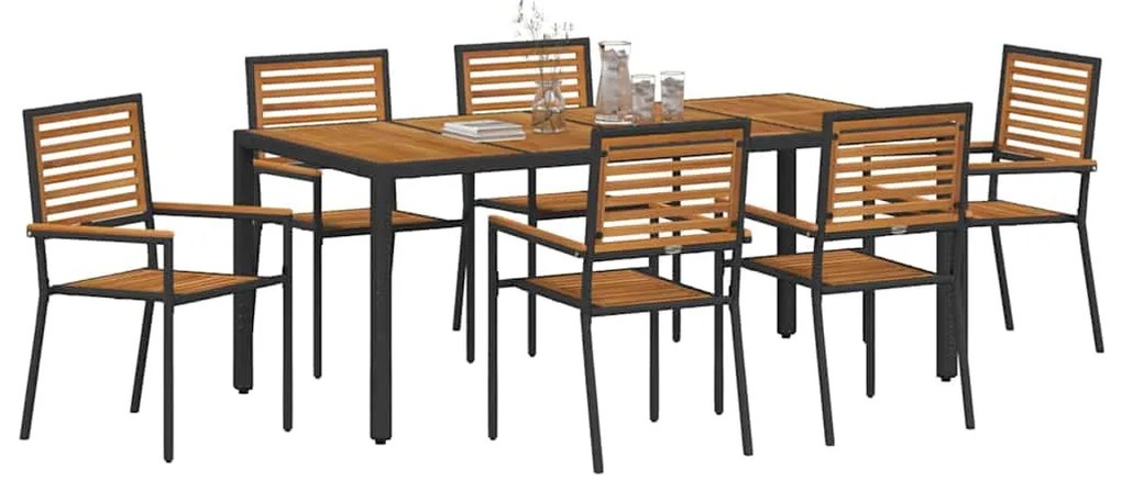 Conjunto de Jantar de 7 Peças para Jardim vidaXL em Rattan Poliéster P