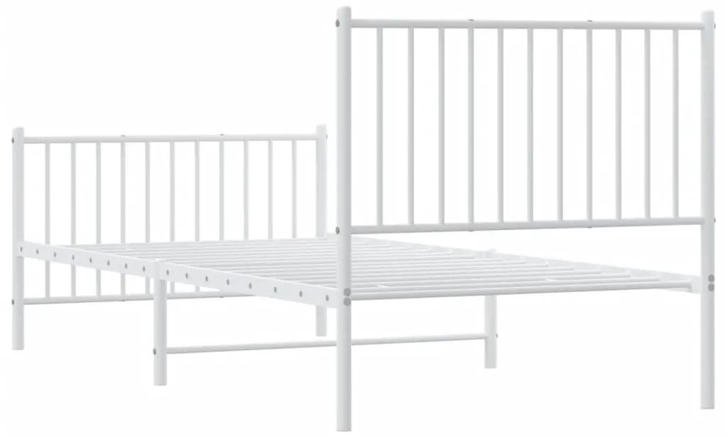 Estrutura de cama com cabeceira e pés 90x200 cm metal branco