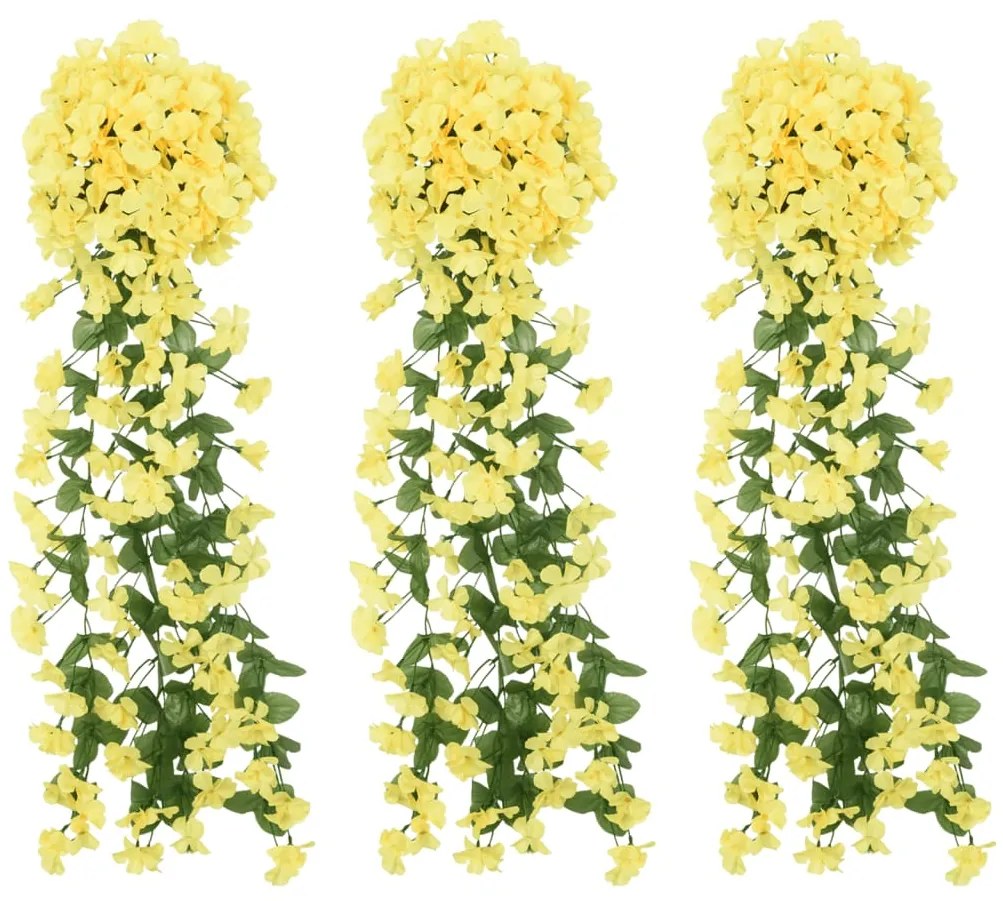 Grinaldas de flores de Natal 3 pcs 85 cm amarelo