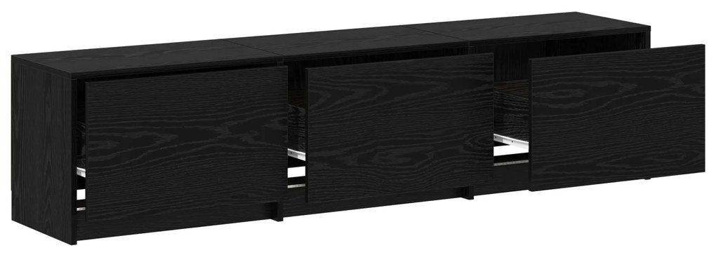 Armário de TV com LED Carvalho Preto 162.5x34x40 cm Madeira Engenheira