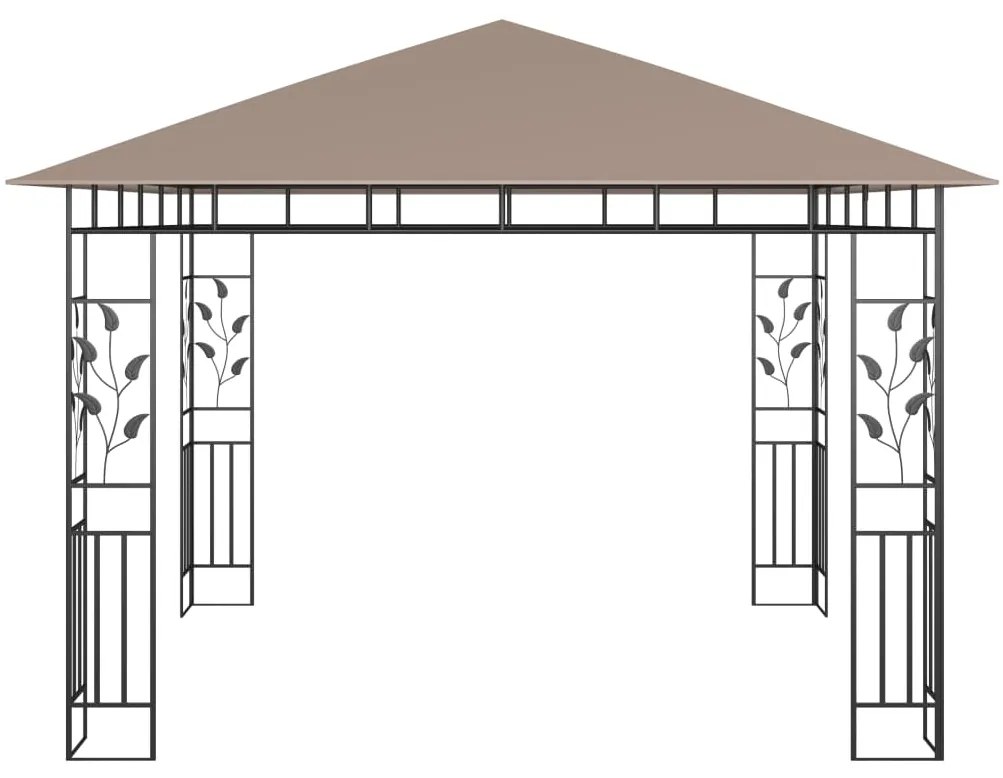 Gazebo c/ mosquiteiro e cordões luzes LED 3x3x2,73m cinza-acas.