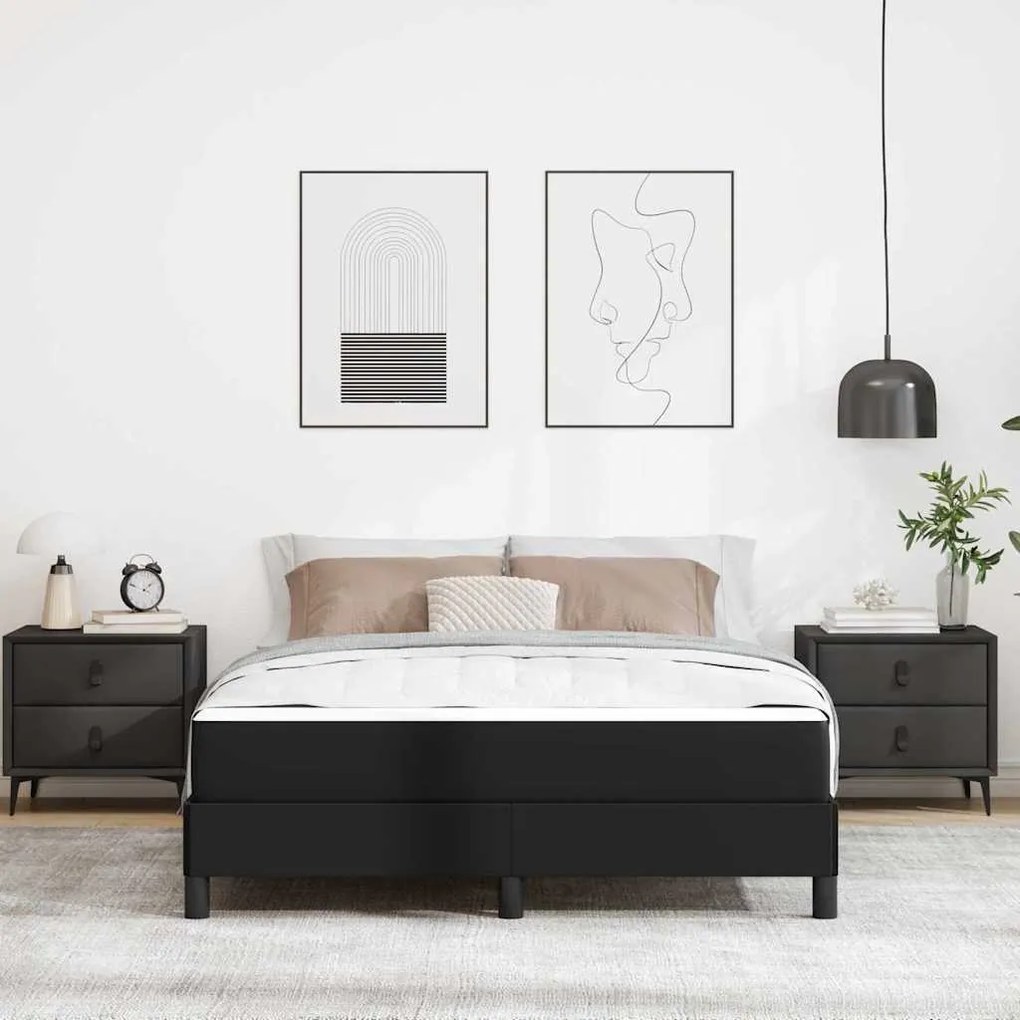 Cama Outros Preto 140 x 200 cm Couro sintético