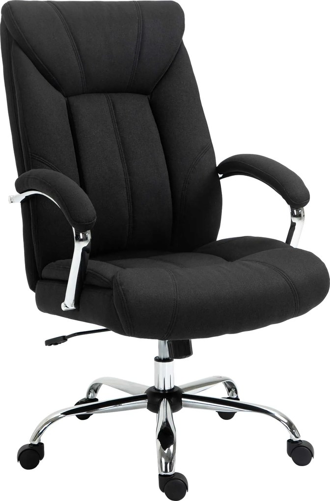 Vinsetto Poltrona de escritório, cadeira de escritório ergonómica, altura ajustável, encosto alto, função de balanço, 65x78x118cm, preto | Aosom Portugal