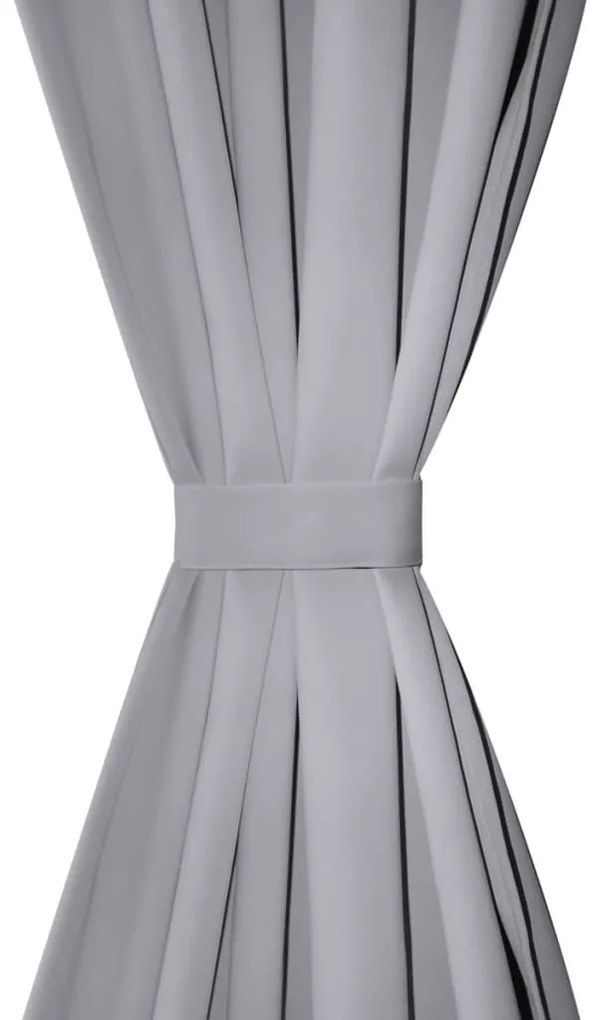 Cortinas opacas com anéis metálicos, cinzento, 2 pcs,135 x 245 cm
