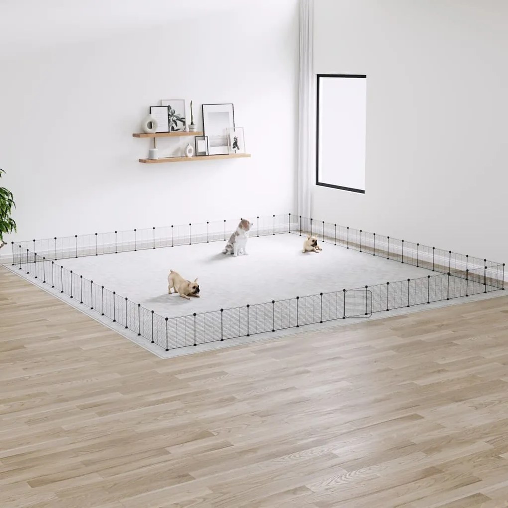 3114030 vidaXL Gaiola p/ animais de 60 painéis c/ porta 35x35 cm aço preto