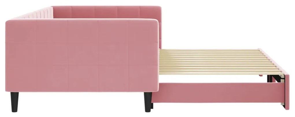 Sofá-cama com gavetão 100x200 cm veludo rosa
