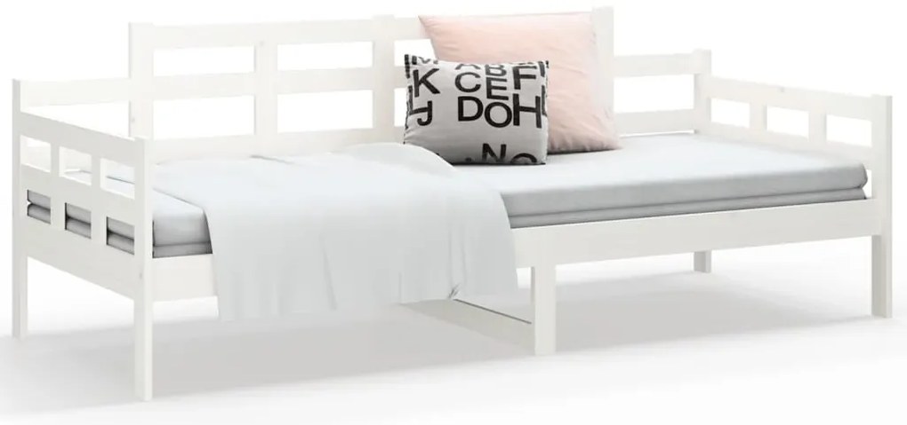 Sofá-cama 90x200 cm madeira de pinho maciça branco