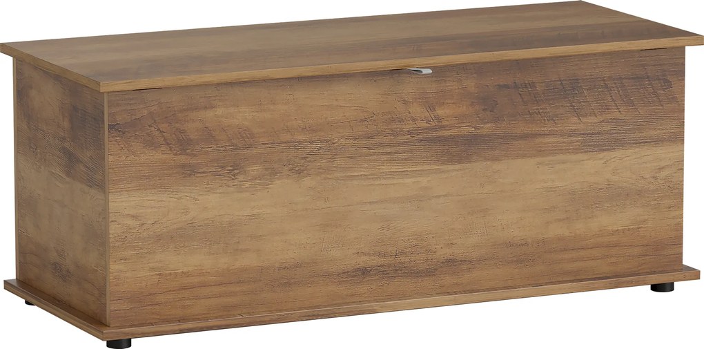 HOMCOM Baú de armazenamento, banco de armazenamento com tampa dobrável e dobradiças de segurança, 100 x 40 x 40 cm, marrom | Aosom Portugal