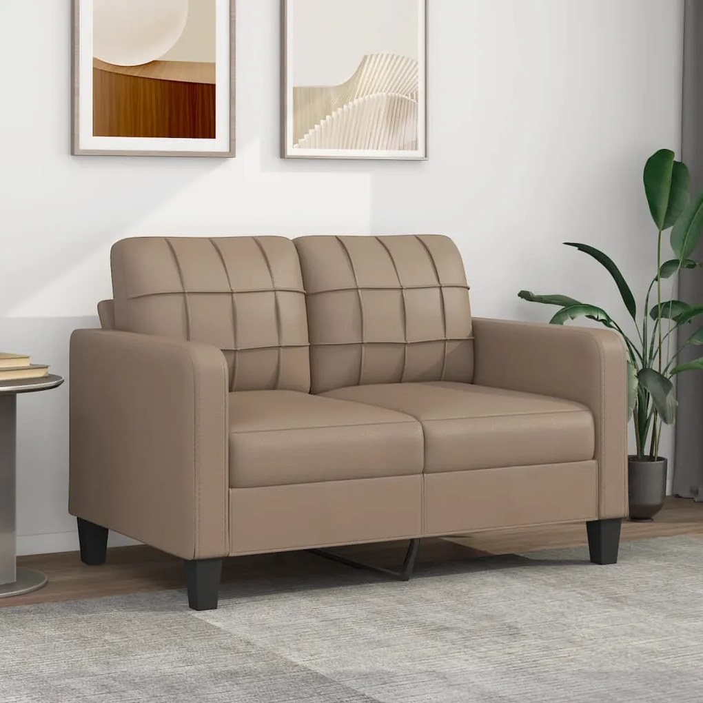 vidaXL Sofá de 2 lugares 120 cm couro artificial cor cappuccino