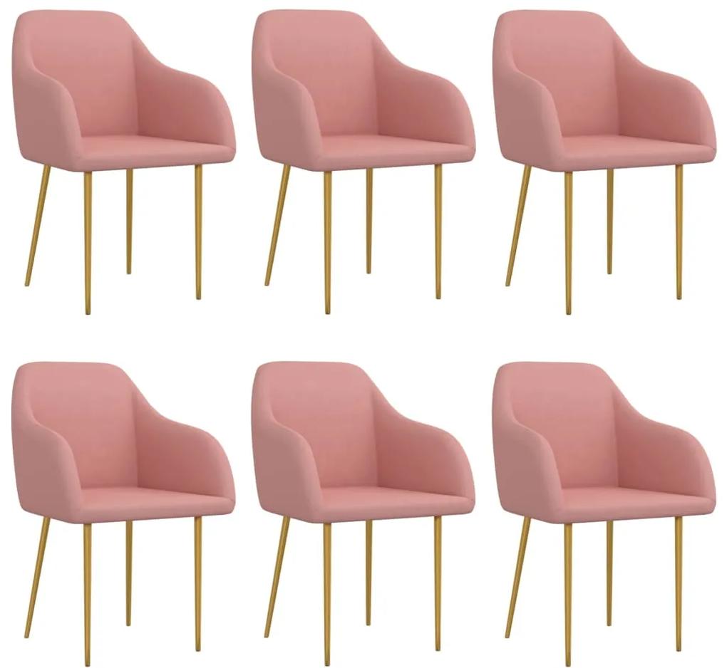 3089803 vidaXL Cadeiras de jantar 6 pcs veludo rosa