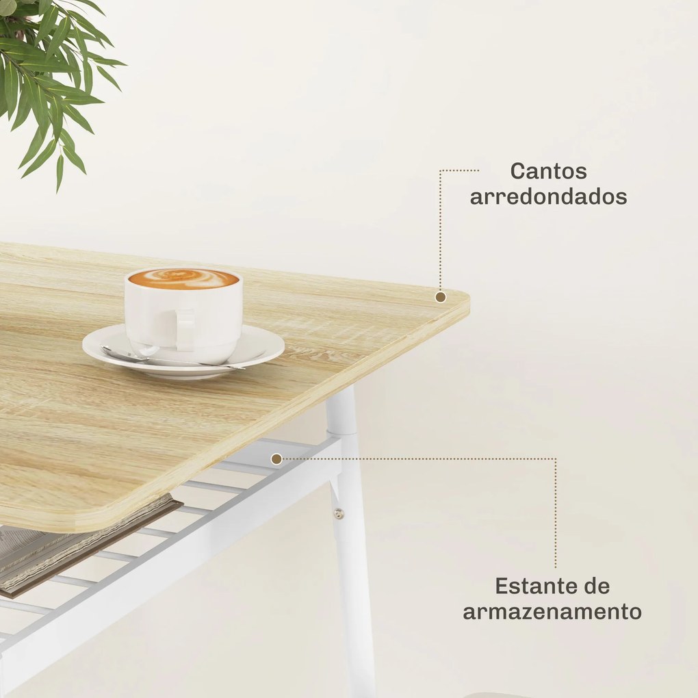 HOMCOM Conjunto de Refeição de 3 Peças Conjunto 1 Mesa de Cozinha 70x7